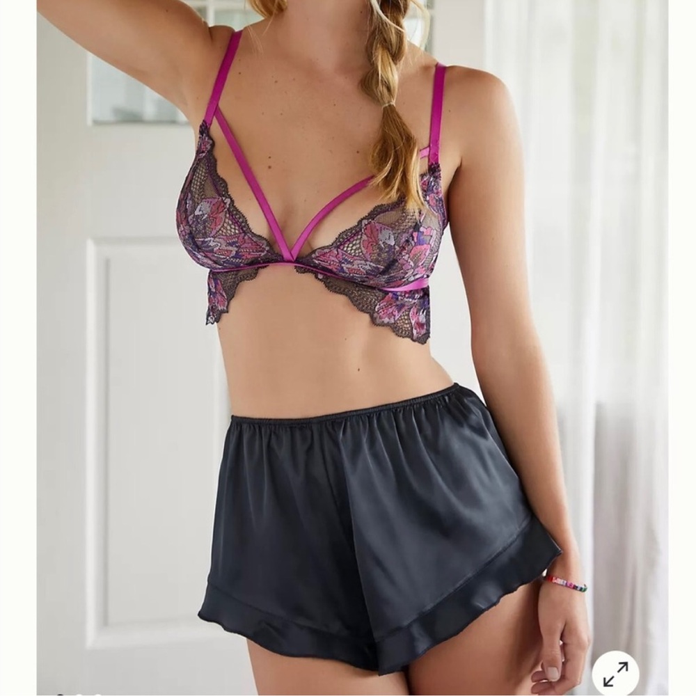 Anthropologie Black Satin Sleep Shorts